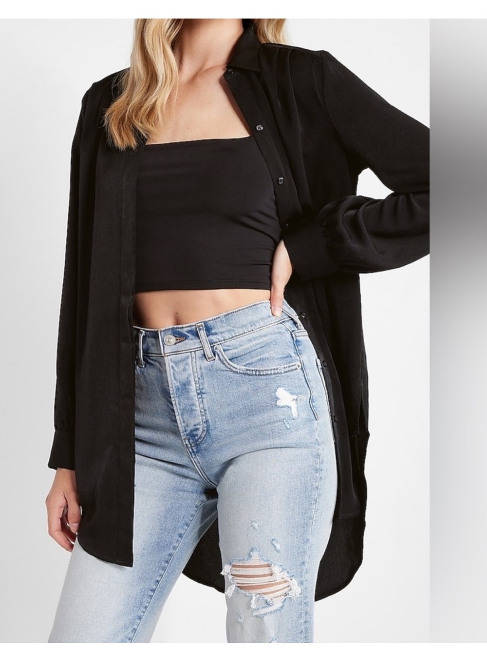 Express Black Button-Up Shirt with Tag